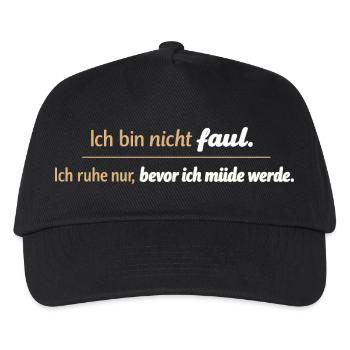 Ich bin nicht faul Ruhe vor Müdigkeit - Kinder Basecap - Schwarz - Vorne