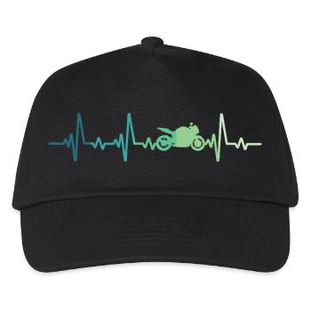 Motorrad-Motorrad-Herzschlag-Motorrad - Kinder Basecap - Schwarz - Vorne