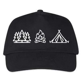 Tanne Feuer Zelt Outdoor - Kinder Basecap - Schwarz - Vorne