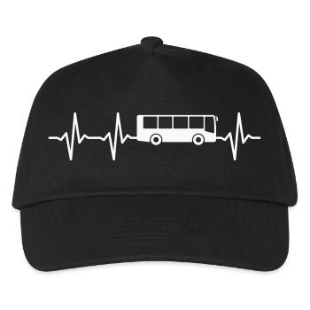 Linienbus Herzschlag Busfahrer Schulbus Bus - Kinder Basecap - Schwarz - Vorne