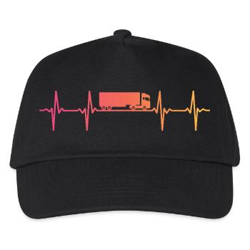 Sunset Truck Heartbeat LKW-Fahrer - Kinder Basecap - Schwarz - Vorne