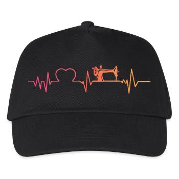 Sewing machine sunset heartbeat sewing - Kids’ Baseball Cap - black - Front