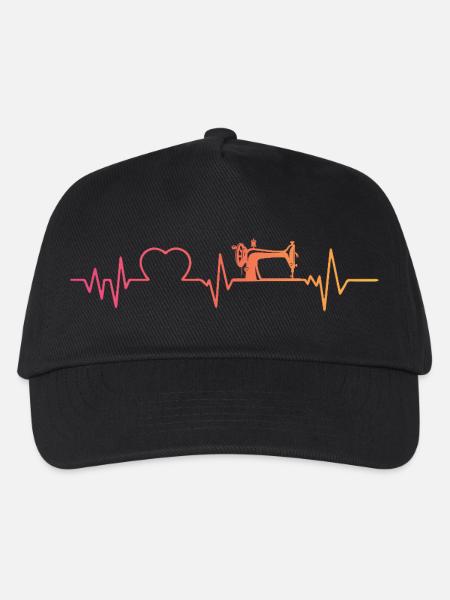 Nähmaschine, Sonnenuntergang, Herzschlag, Nähen - Kinder Basecap - Schwarz