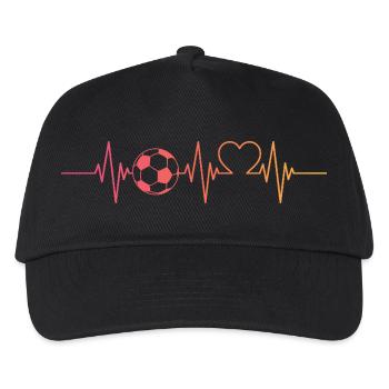 Fußballer Fußball Herzschlag Fußballspieler - Kinder Basecap - Schwarz - Vorne