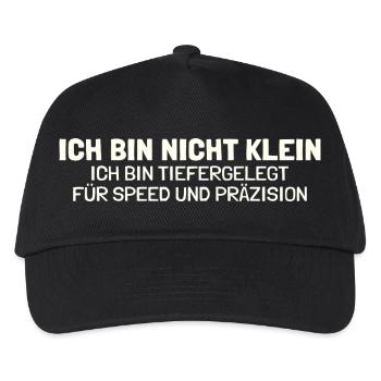 Nicht klein tiefergelegt Lustiger Spruch Tuning - Kinder Basecap - Schwarz - Vorne