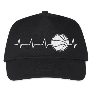 Basketball Herz (Ich liebe Basketball) - Kinder Basecap - Schwarz - Vorne