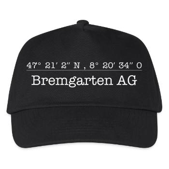 Koordinaten von Bremgarten Kanton Aargau - Kinder Basecap - Schwarz - Vorne