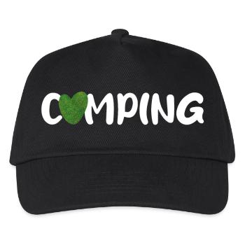 Camping Herz Rasen Gras Wiese Quote Wohnmobil Fan - Kinder Basecap - Schwarz - Vorne