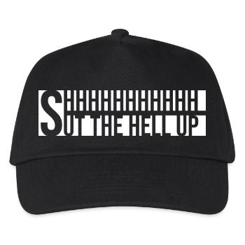 Shhh Halt die Klappe Witz Spruch Shut The Hell Up - Kinder Basecap - Schwarz - Vorne