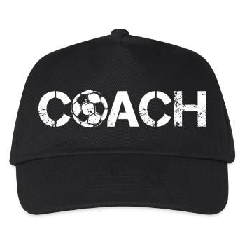 Fußballtrainer Ball Symbol Logo Mannschaft EM - Kinder Basecap - Schwarz - Vorne