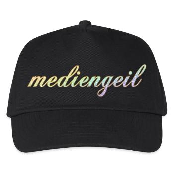 mediengeil Diamond Rainbow frech cooler Schriftzug - Kinder Basecap - Schwarz - Vorne