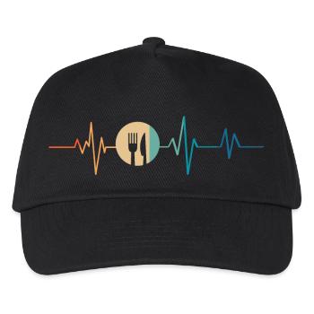 Retro Heartbeat Spoon and Fork - Kids’ Baseball Cap - black - Front