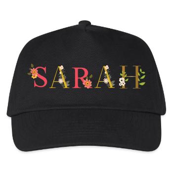 SARAH name decorated with flowers - Kids’ Baseball Cap - black - Front