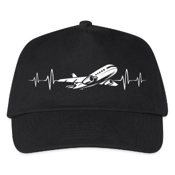 Airplane Heartbeat Icon - Flying and Flying - Kids’ Baseball Cap - black - Front