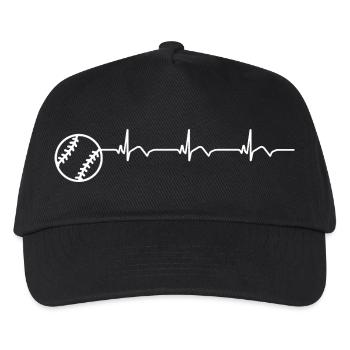 Baseball ECG Heartbeat Baseball Bat - Kids’ Baseball Cap - black - Front