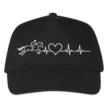 Pferde Herzschlag – Springreiten Reitsport - Kinder Basecap - Schwarz - Vorne