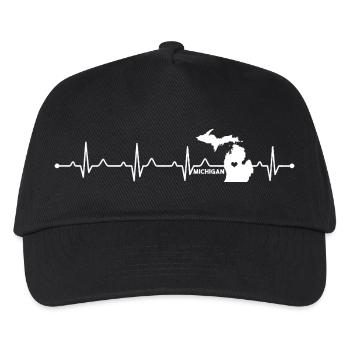 Michigan State Heartbeat EKG USA Pride Mitten Art - Kids’ Baseball Cap - black - Front