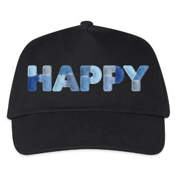 HAPPY Denim Patchwork neuer Trend - Kinder Basecap - Schwarz - Vorne