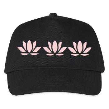 Lotusblume Lotusblüte pastell Seerose Blume Blumen - Kinder Basecap - Schwarz - Vorne