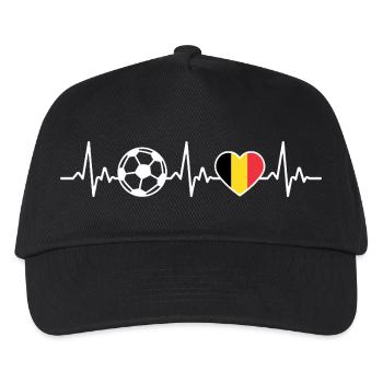 Belgien Fußball Herzschlag Belgische Flagge - Kinder Basecap - Schwarz - Vorne