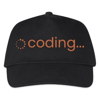 coding… Loading Spinner für Programmierer & Devs - Kinder Basecap - Schwarz - Vorne