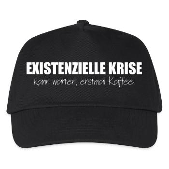 Kaffee - Existenzielle Krise kann warten - Kinder Basecap - Schwarz - Vorne