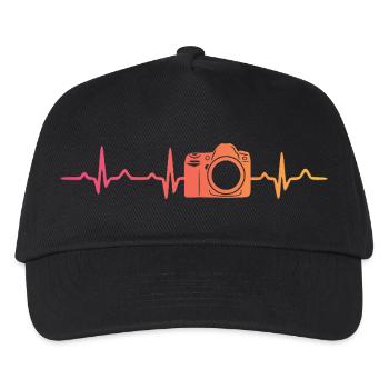 Sunset Camera Heartbeat Photograph - Kids’ Baseball Cap - black - Front