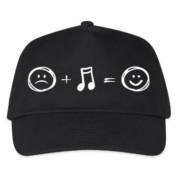 Musik macht HAPPY - Traurig Noten Lächeln - Kinder Basecap - Schwarz - Vorne