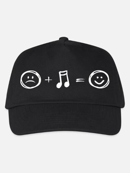 Musik macht HAPPY - Traurig Noten Lächeln - Kinder Basecap - Schwarz