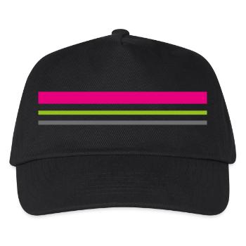 T-Shirt Striche Farben pink grün grau Geschenkidee - Kinder Basecap - Schwarz - Vorne