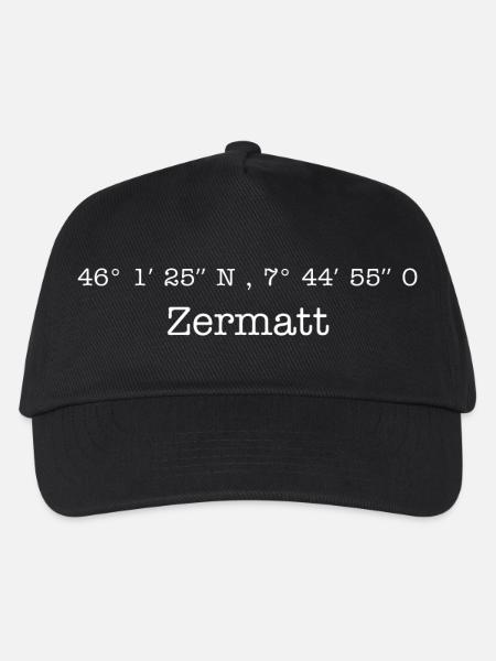 Koordinaten Zermatt - Kinder Basecap - Schwarz