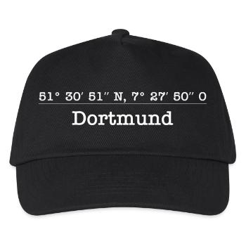 Koordinaten Dortmund Nordrhein-Westfalen - Kinder Basecap - Schwarz - Vorne