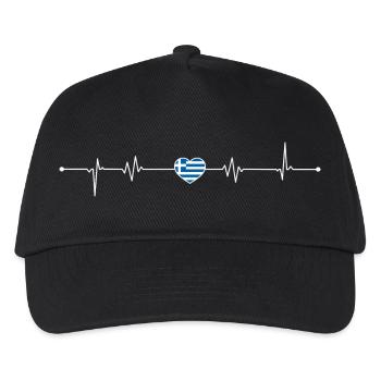 Griechische Herzschlag-Flagge - Kinder Basecap - Schwarz - Vorne