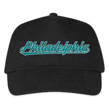 Philadelphia Schriftzug Shirt – USA Stadt - Kinder Basecap - Schwarz - Vorne