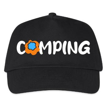 Camping Blume Comic Caravan Van Life Motorhome Fan - Kids’ Baseball Cap - black - Front