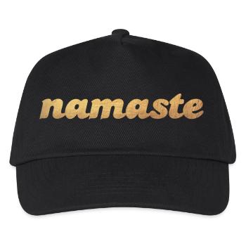 Namaste Gold Yoga om Shanti Indien Meditation Fan - Kinder Basecap - Schwarz - Vorne