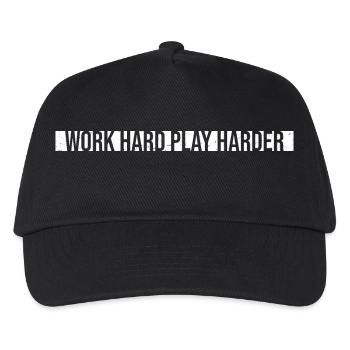 Travailler dur, jouer plus dur, drôle, motivation, dire - Casquette de baseball Enfant - noir - Devant