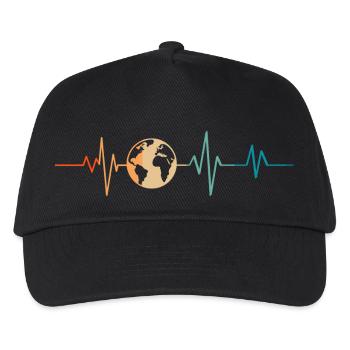 Retro Heartbeat Planet Earth - Kids’ Baseball Cap - black - Front