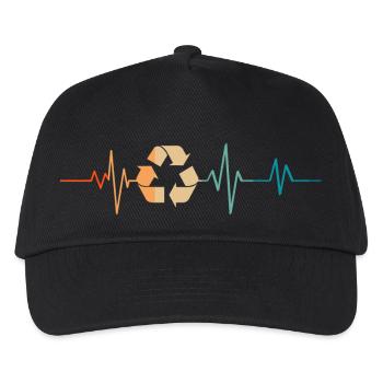 Retro-Herzschlag-Recycling - Kinder Basecap - Schwarz - Vorne