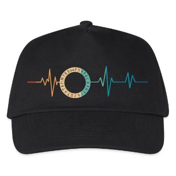 Retro Heartbeat Runisches Alphabet - Kinder Basecap - Schwarz - Vorne