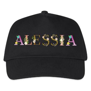 ALESSIA name decorated with flowers - Kids’ Baseball Cap - black - Front