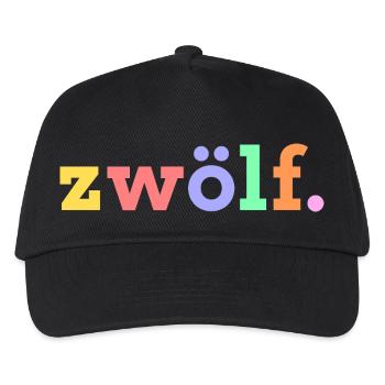 Zwölf 12. Geburtstag - Kinder Basecap - Schwarz - Vorne