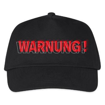 Warning - Modernes Statement Design - Kinder Basecap - Schwarz - Vorne