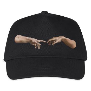 Erschaffung Adam Michelangelo * Linke Hand Gottes - Kinder Basecap - Schwarz - Vorne