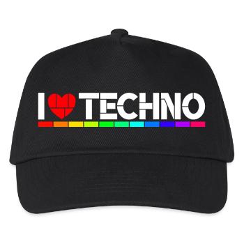 I love Techno - Kinder Basecap - Schwarz - Vorne