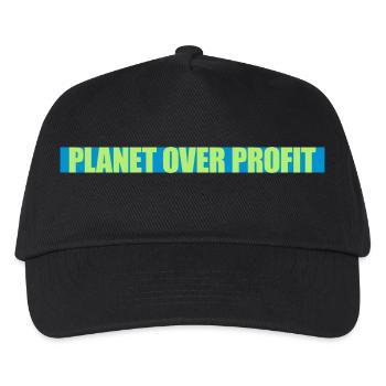 planet over profit quote - Kids’ Baseball Cap - black - Front
