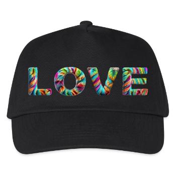 LOVE Zotteliges Fell Bunt - Kinder Basecap - Schwarz - Vorne