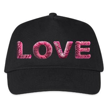 LOVE - Zotteliges Fell Pink - Kinder Basecap - Schwarz - Vorne