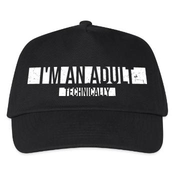 I'm an Adult Technically technisch Erwachsen Witz - Kinder Basecap - Schwarz - Vorne
