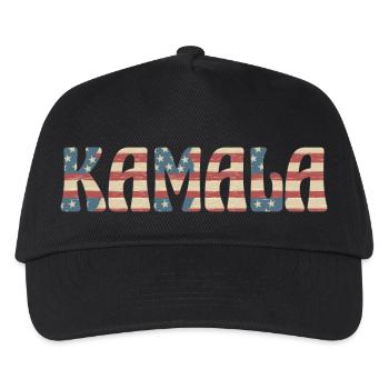 Kamala American flag in the text - Kids’ Baseball Cap - black - Front